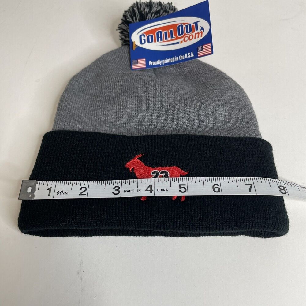 New 23 GOAT Winter Beanie, Gray/Black, Knit, Pom, Acrylic NWT - Picture 8 of 9